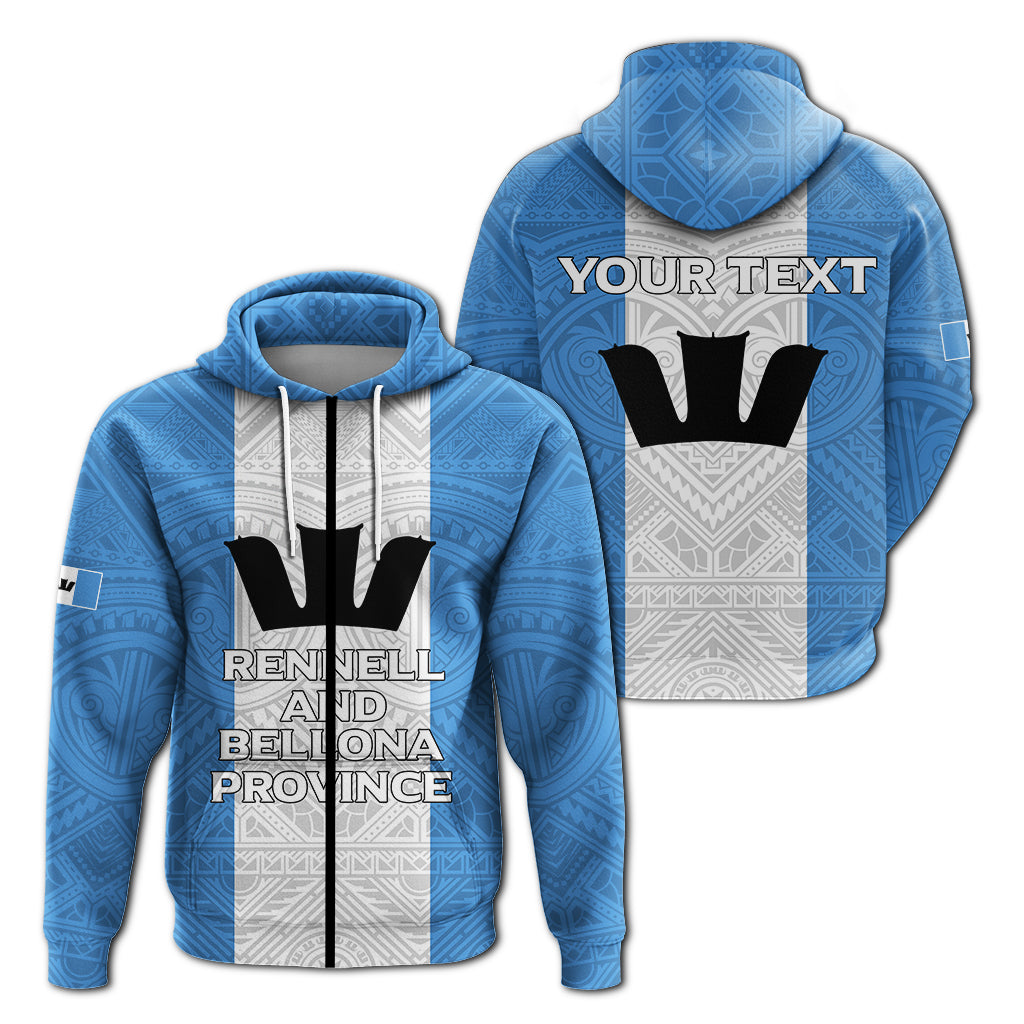 Custom Solomon Islands Rennell and Bellona Province Zip Hoodie Tribal Pattern LT12 Unisex Blue - Polynesian Pride