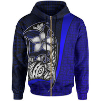 Polynesian Zip up Hoodie Blue Turtle with Hook Unisex Blue - Polynesian Pride