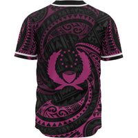 Pohnpei Polynesian Custom Personalised Baseball Shirt - Pink Tribal Wave - Polynesian Pride