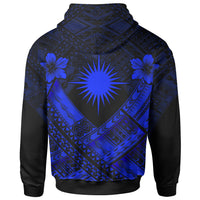 Marshall Islands Polynesian Custom Hoodie Marshall Islands Blue Flag Camisole Hibiscus Style - Polynesian Pride