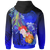 American Samoa Polynesian Custom Zip up Hoodie Humpback Whale with Tropical Flowers - Polynesian Pride