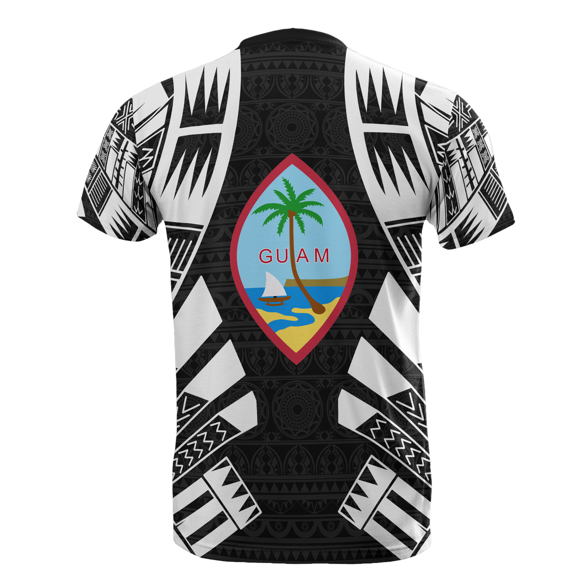 Guam T Shirt Guam Coat of Arms Polynesian Tattoo Style - Polynesian Pride
