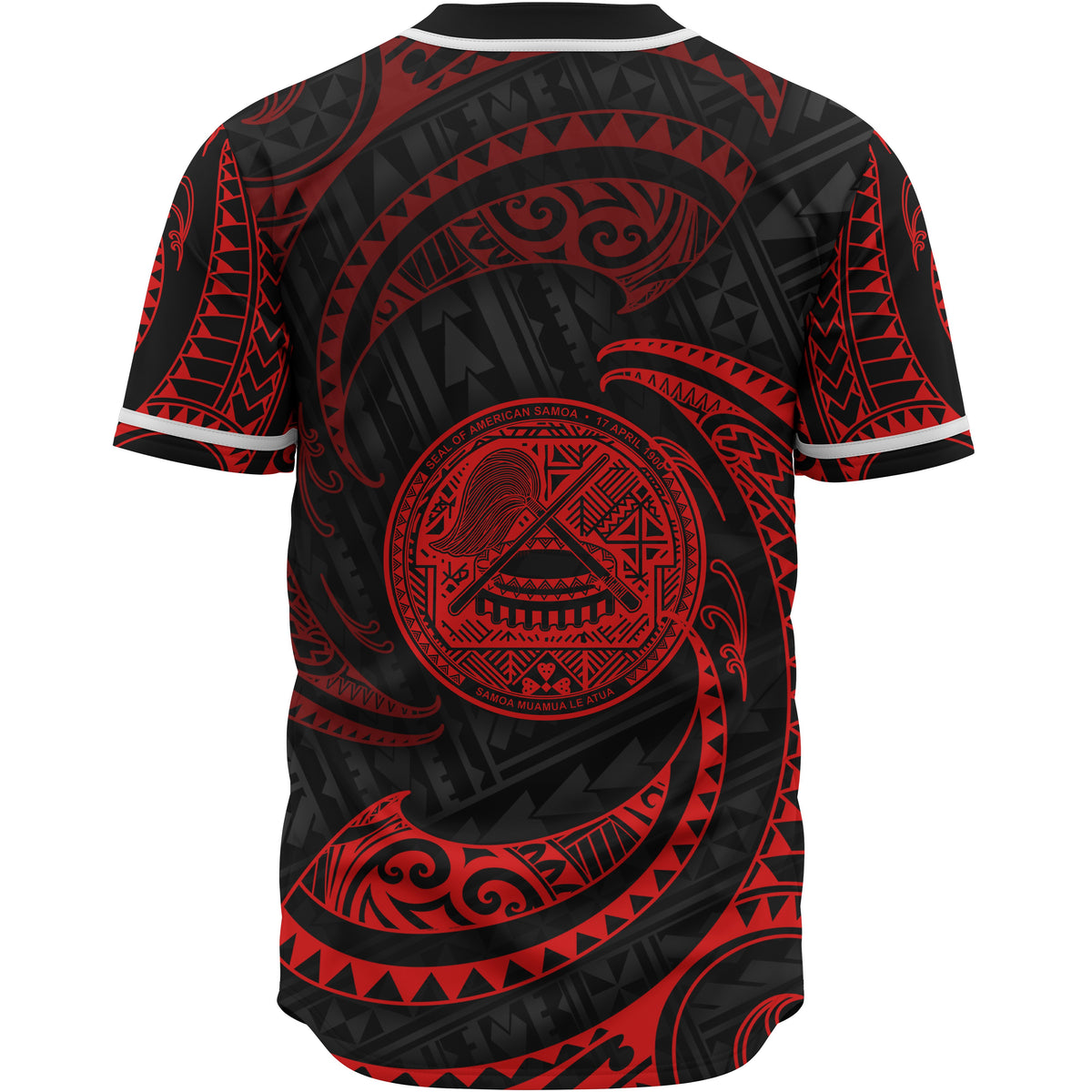 American Samoa Polynesian Custom Personalised Baseball Shirt - Red Tribal Wave - Polynesian Pride