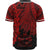 Fiji Polynesian Baseball Shirt - Tribal Wave Tattoo Red - Polynesian Pride