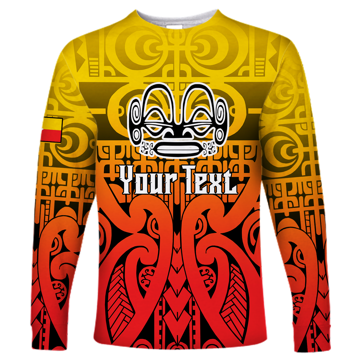 (Custom Personalised) Marquesas Islands Marquesan Tattoo Long Sleeve Shirt - LT12 Unisex Red - Polynesian Pride