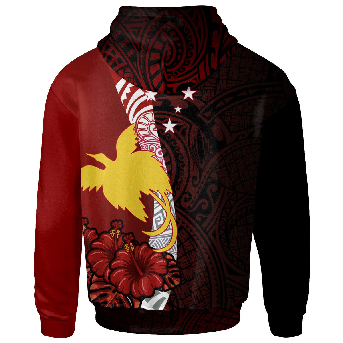 Papua New Guinea Polynesian Zip up Hoodie Bird of Paradise With Hibiscus - Polynesian Pride