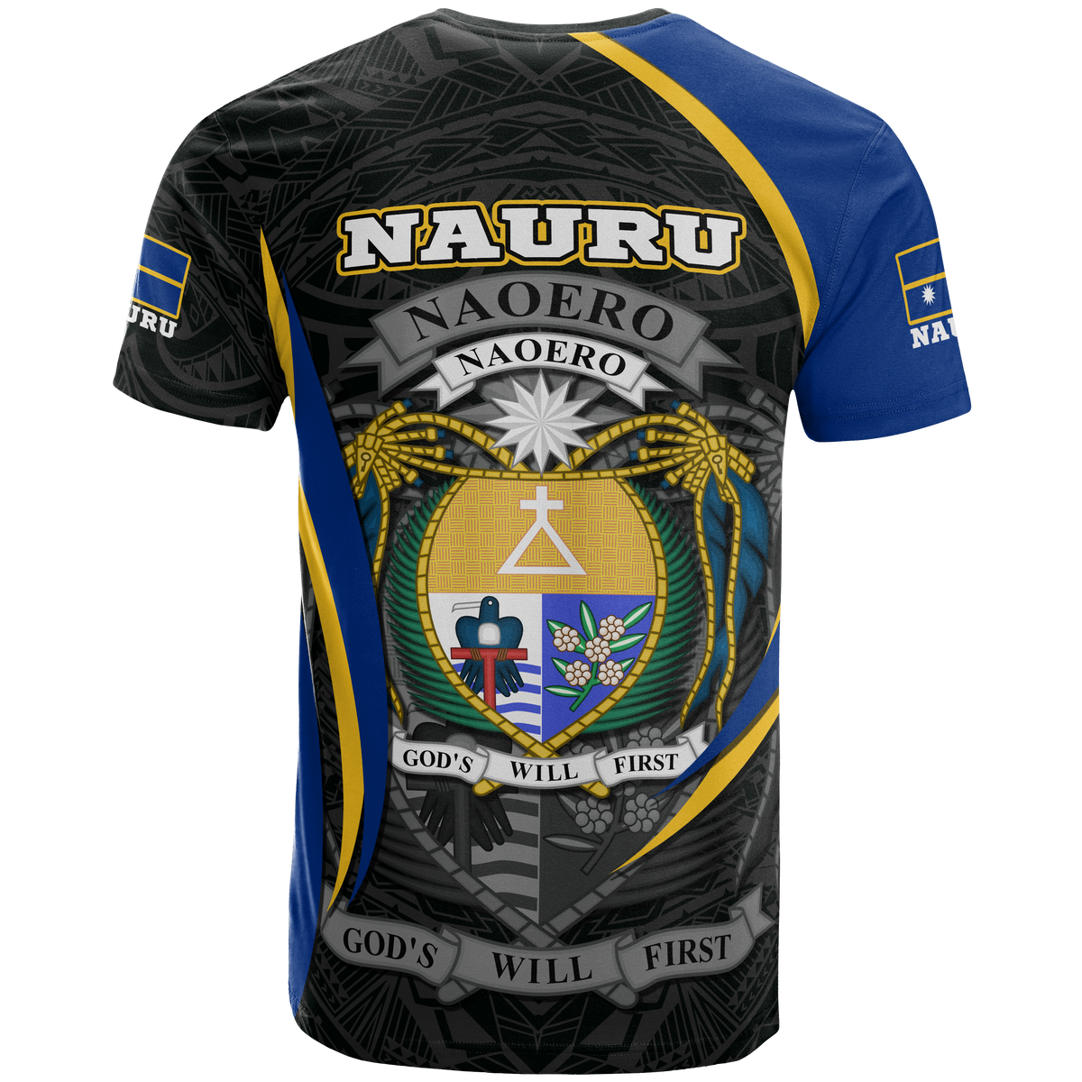 Nauru Polynesian T Shirt Nauru Flag Coat Of Arms Polynesian Tattoo - Polynesian Pride