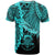 Tuvalu Polynesian Custom T Shirt Tribal Wave Tattoo Neon Blue - Polynesian Pride