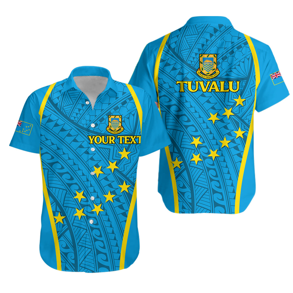 (Custom Personalised) Tuvalu Hawaiian Shirt - Tribal Pattern - LT12 Unisex Blue - Polynesian Pride