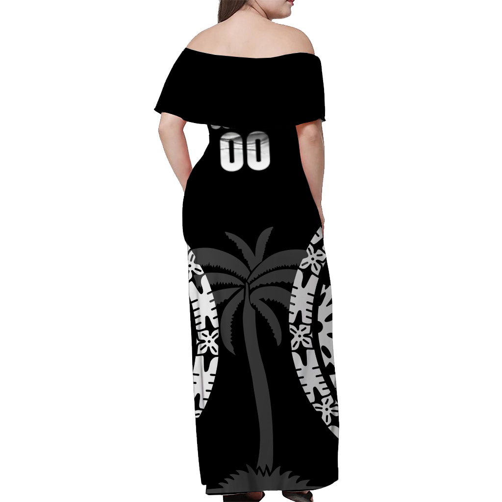 (Custom Personalised) Fiji Rugby Sevens Fijian Tapa Pattern Off Shoulder Long Dress - LT12 - Polynesian Pride