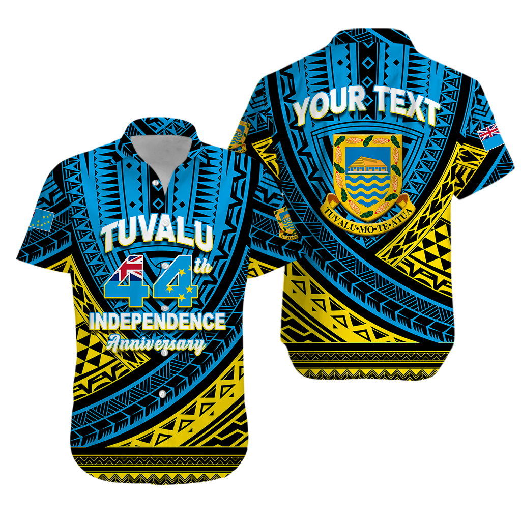 (Custom Personalised) Tuvalu Hawaiian Shirt 44th Independence Anniversary - Tribal Pattern - LT12 Unisex Blue - Polynesian Pride