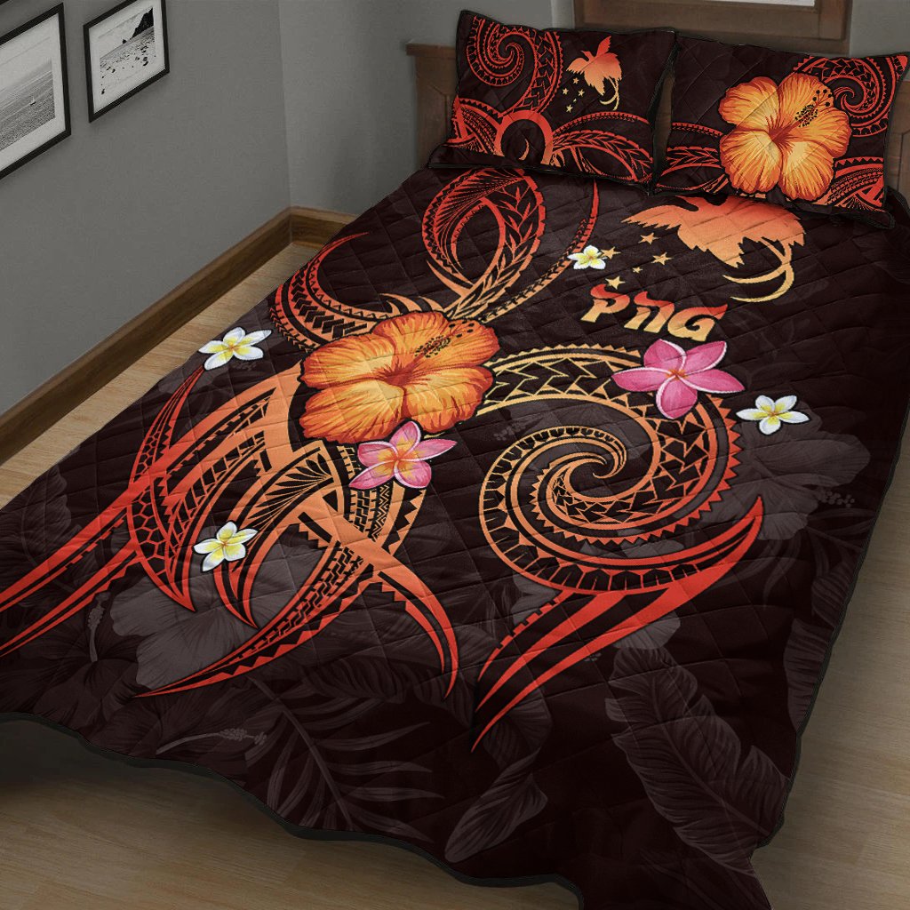 Papua New Guinea Polynesian Quilt Bed Set - Legend of Papua New Guinea (Red) - Polynesian Pride
