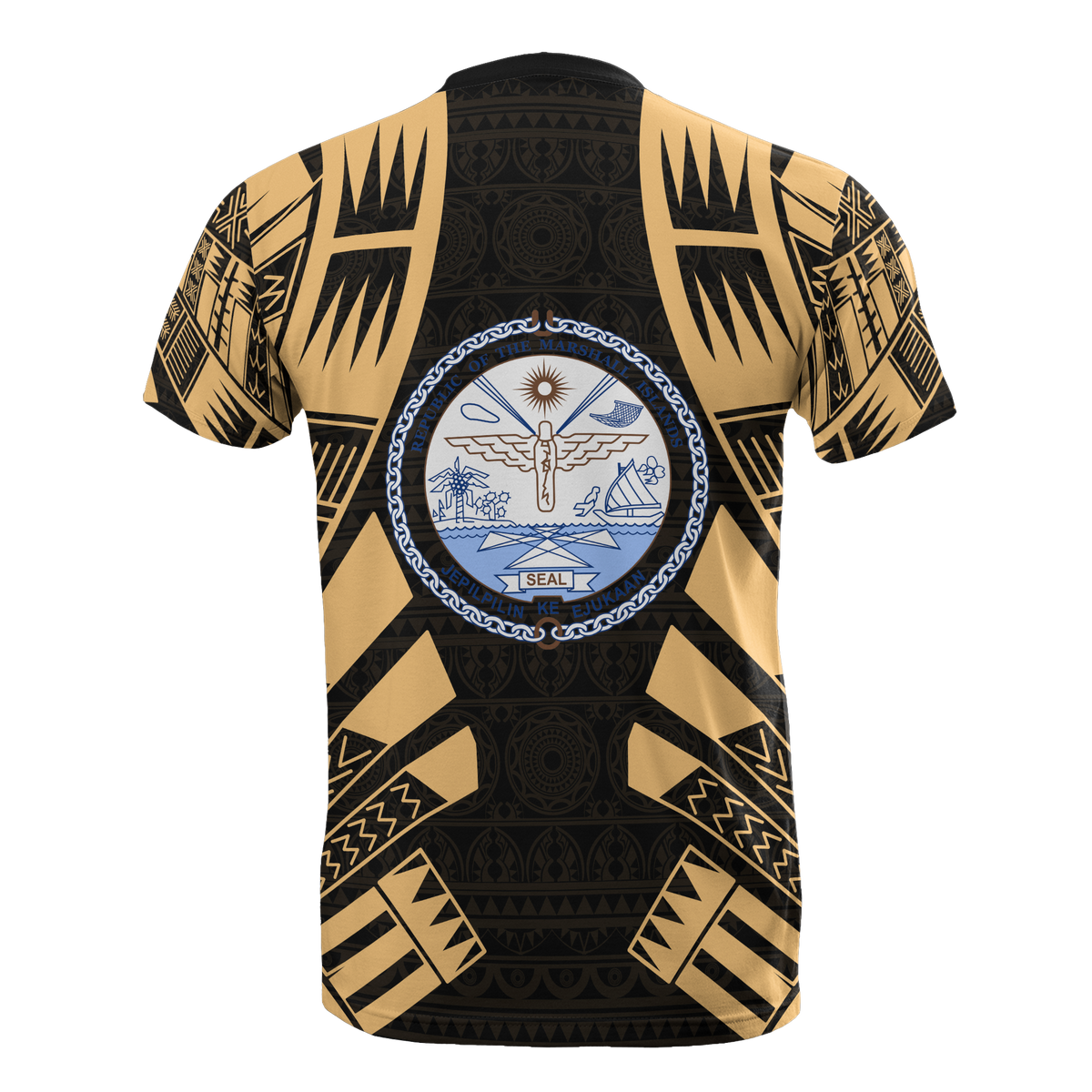 Marshall Islands T Shirt Marshall Islands Seal Polynesian Tattoo Gold Style - Polynesian Pride
