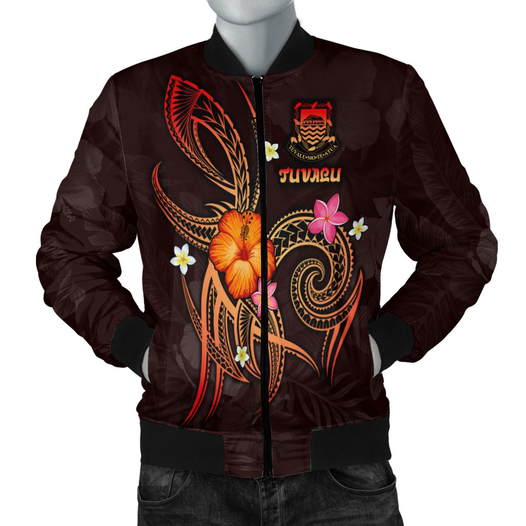 Tuvalu Polynesian Men's Bomber Jacket - Legend of Tuvalu (Red) Red - Polynesian Pride