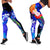 Samoa Leggings - Humpback Whale with Tropical Flowers (Blue) Blue - Polynesian Pride