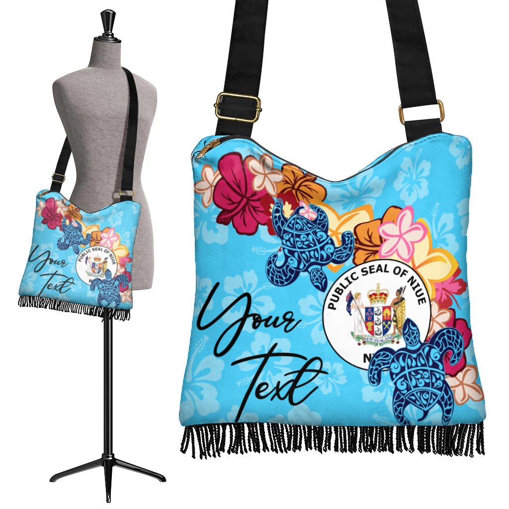 Niue Custom Personalised Boho Handbag - Tropical Style One Style One Size Blue - Polynesian Pride