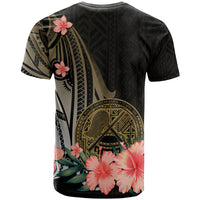 American Samoa Custom T Shirt GoldPolynesian Hibiscus Pattern Style - Polynesian Pride