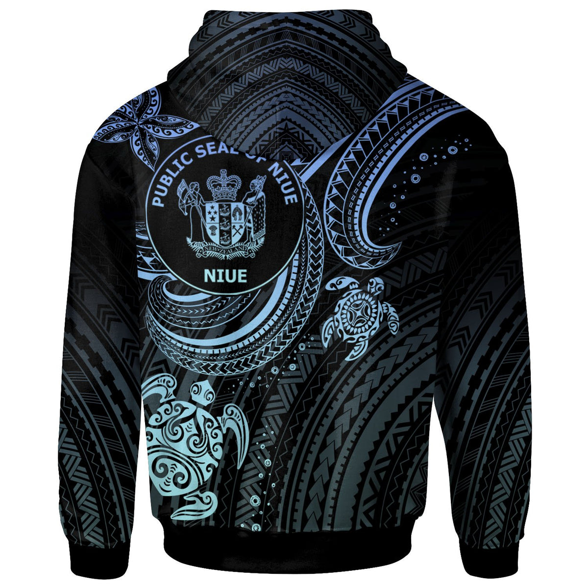 Niue Custom Zip up Hoodie Blue Turtle - Polynesian Pride