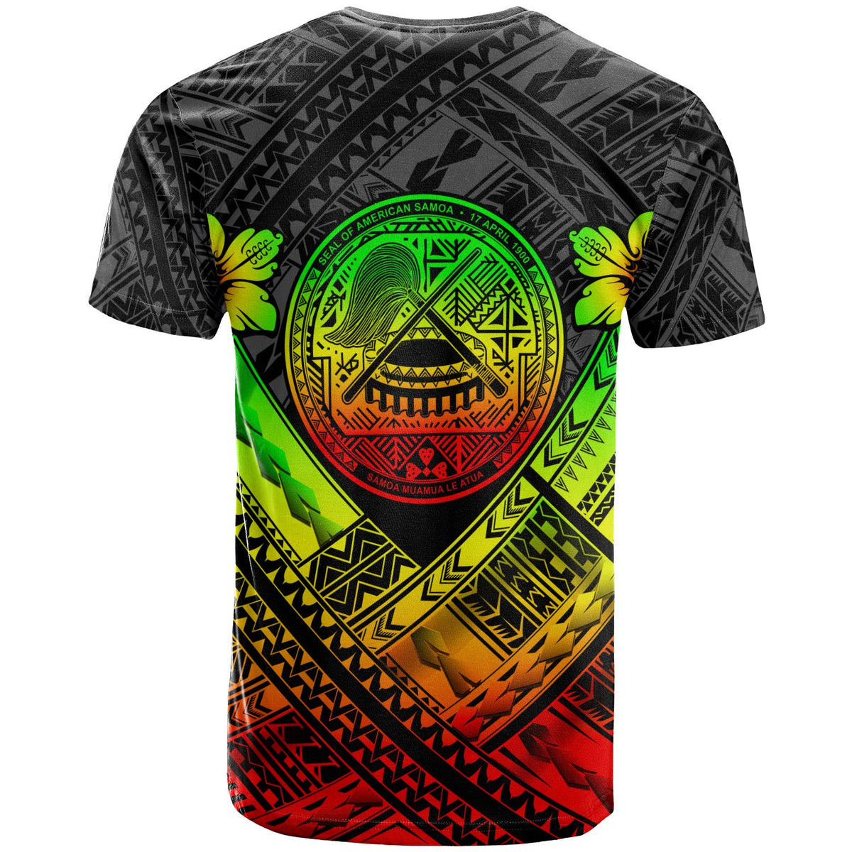 American Samoa Custom T Shirt AS Reggae Seal Polynesian Patterns - Polynesian Pride
