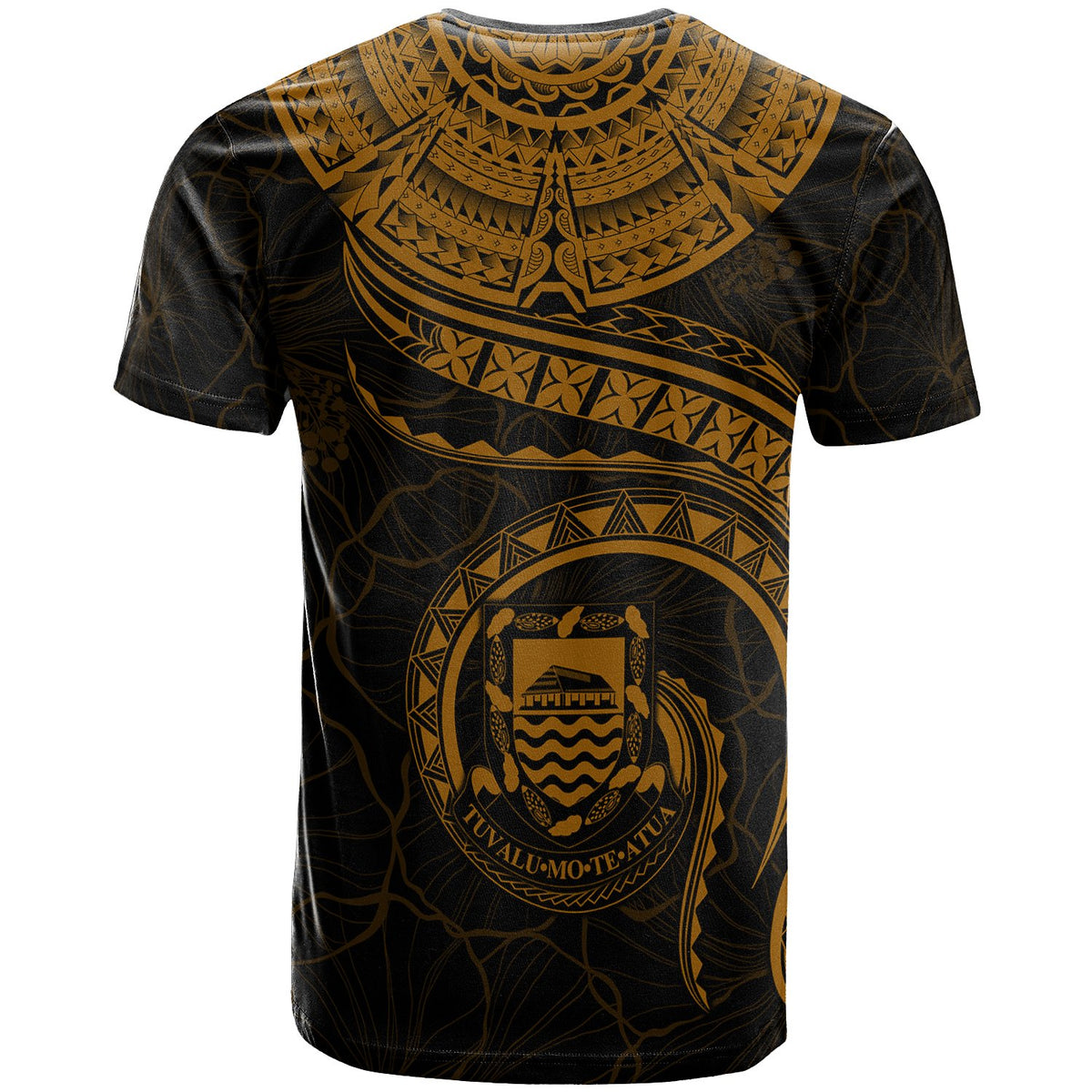 Tuvalu Polynesian T Shirt Tuvaluan Waves (Golden) - Polynesian Pride