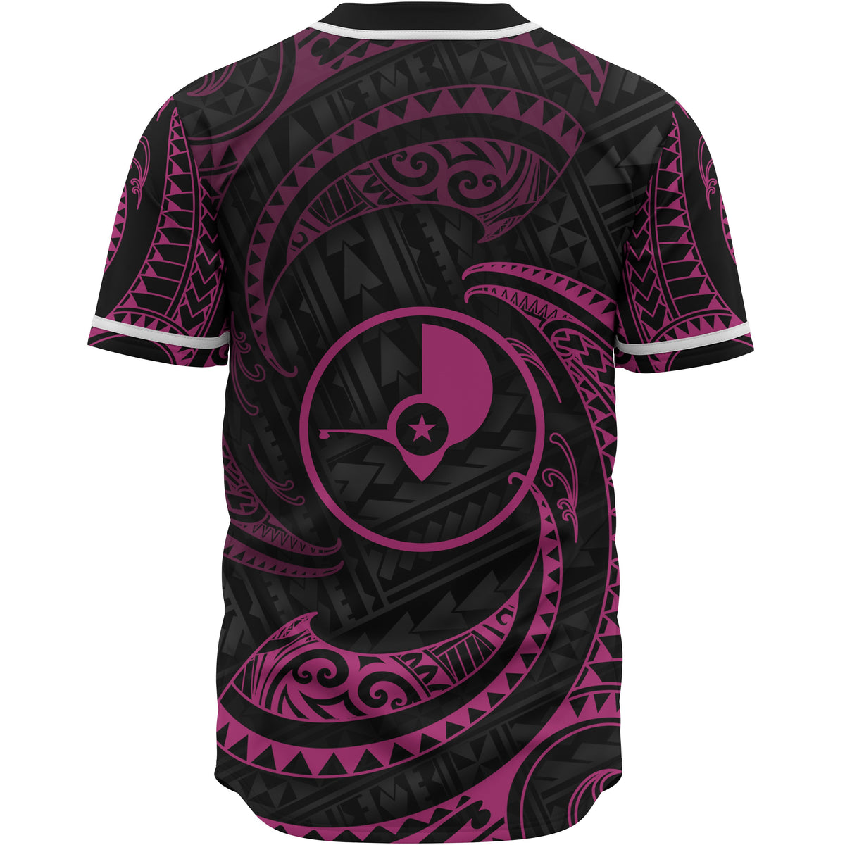Yap Polynesian Custom Personalised Baseball Shirt - Pink Tribal Wave - Polynesian Pride