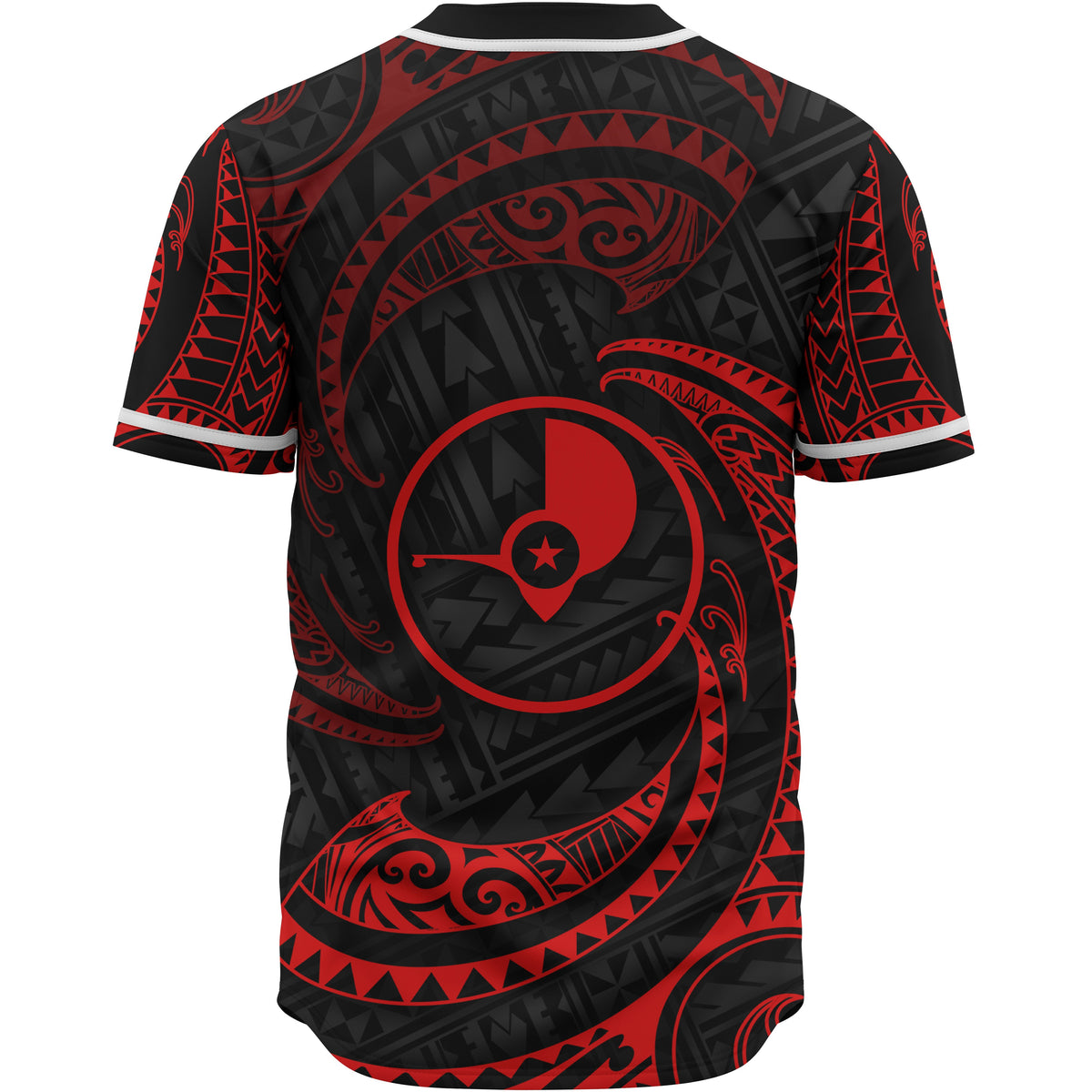 Yap Polynesian Baseball Shirt - Red Tribal Wave - Polynesian Pride
