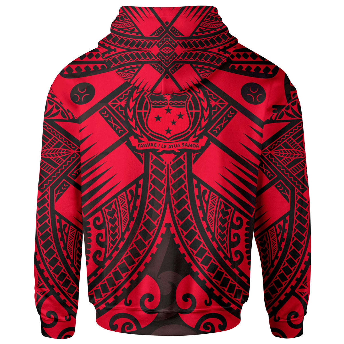 Samoa Polynesian Zip up Hoodie Samoa Red Seal with Polynesian Tattoo - Polynesian Pride