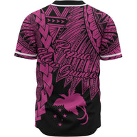 Papua New Guinea Polynesian Baseball Shirt - Tribal Wave Tattoo Pink - Polynesian Pride