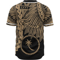 Chuuk Polynesian Custom Personalised Baseball Shirt - Tribal Wave Tattoo Gold - Polynesian Pride