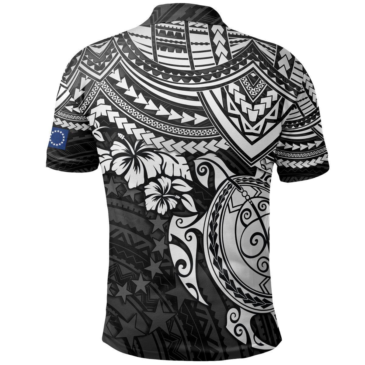Cook Islands Polo Shirt Kuki Airani Flag White Turtle Hibiscus - Polynesian Pride