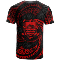 Tuvalu Polynesian All Over T Shirt Red Tribal Wave - Polynesian Pride