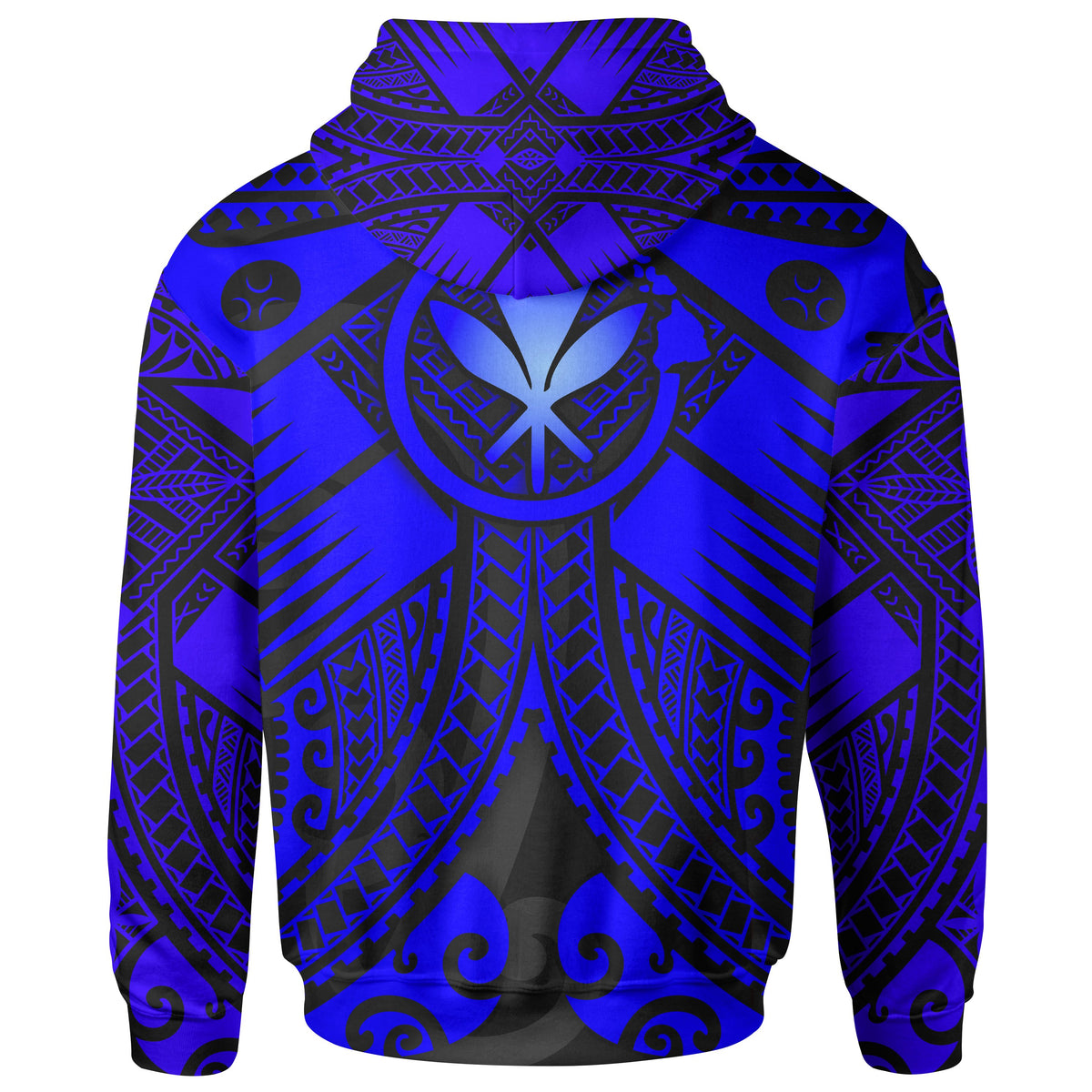 Hawaii Polynesian Zip up Hoodie Blue Kanaka Maoli Map - Polynesian Pride