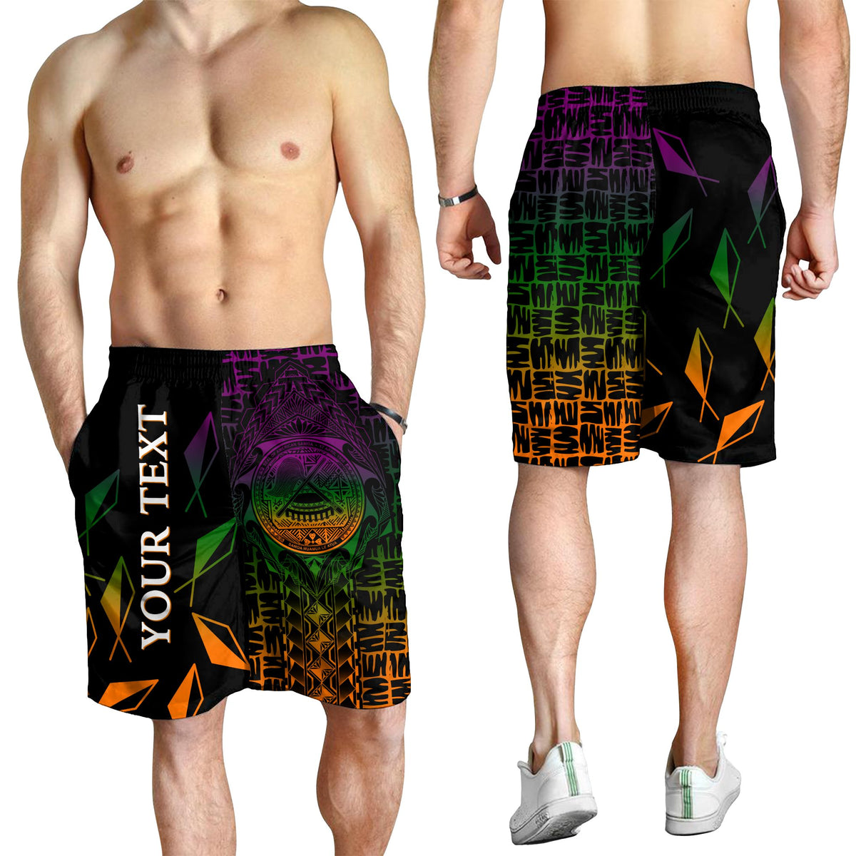 American Samoa Custom Personalised Men's Shorts - AS Seal Rocket Style - Polynesian Pride