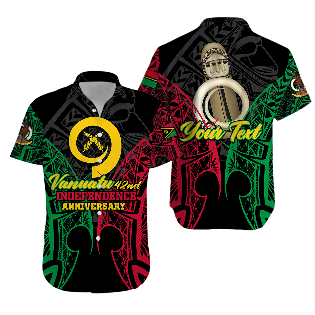 Custom Vanuatu 42nd Independence Anniversary Pride Hawaiian Shirt - LT12 Unisex Black - Polynesian Pride
