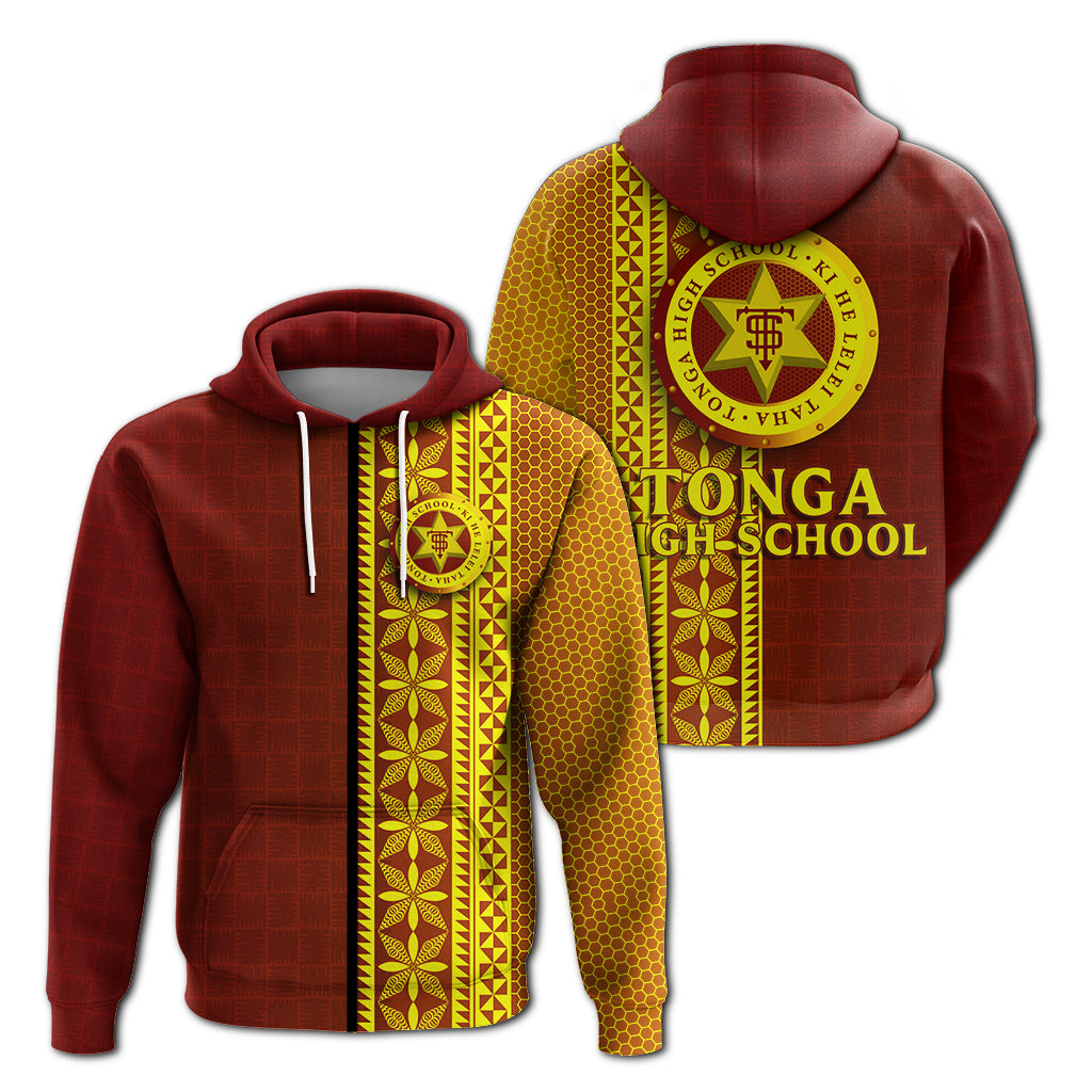 Tonga High School Zip up Hoodie Ngatu Pattern LT12 Unisex Red - Polynesian Pride