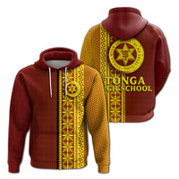 Tonga High School Zip up Hoodie Ngatu Pattern LT12 Unisex Red - Polynesian Pride