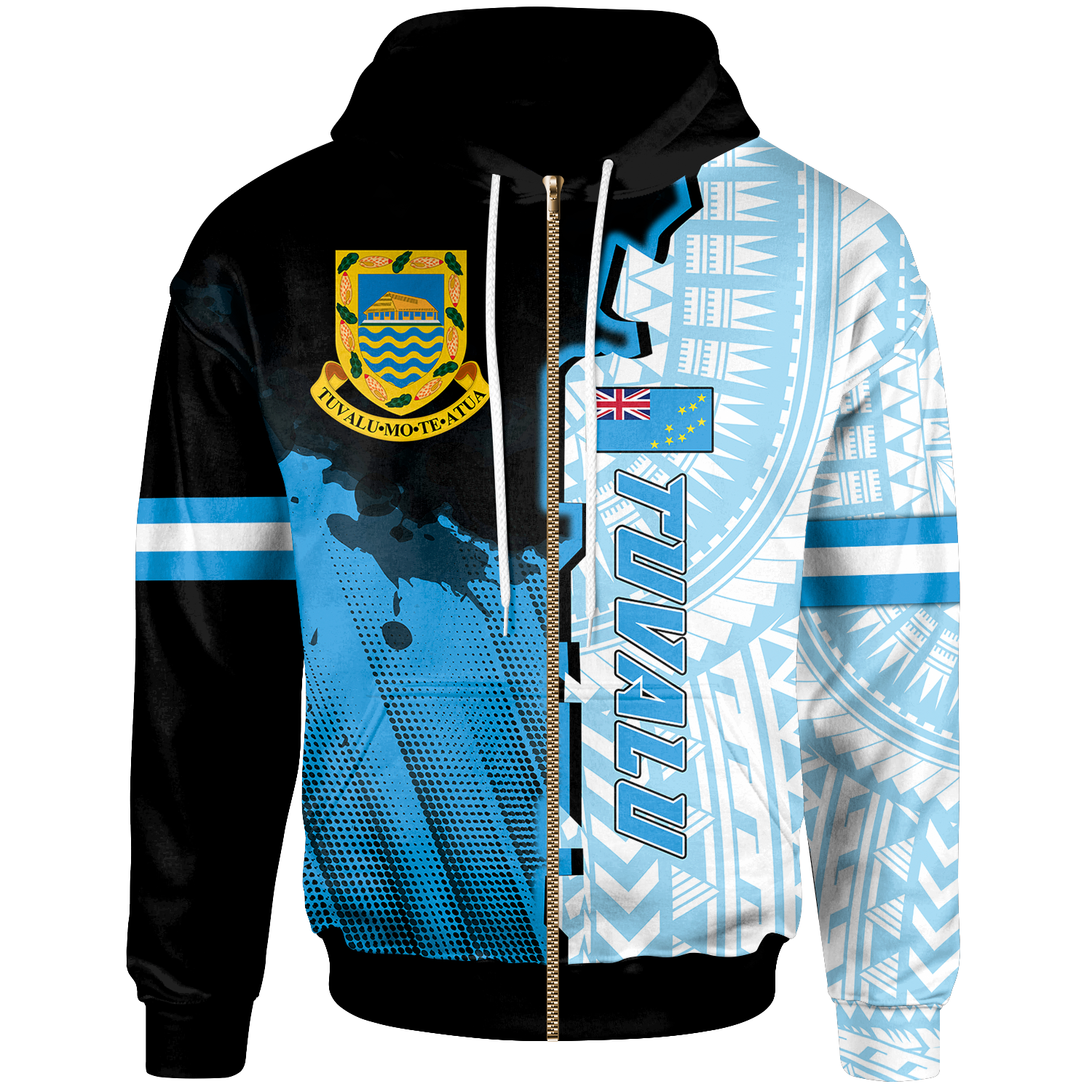 Tuvalu Zip up Hoodie Independence Day Unisex Blue - Polynesian Pride