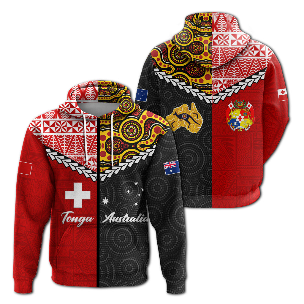 Tonga Combine Australia Aboriginal Heritage Zip Hoodie LT12 Unisex Red - Polynesian Pride