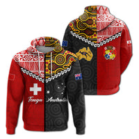 Tonga Combine Australia Aboriginal Heritage Zip Hoodie LT12 Unisex Red - Polynesian Pride