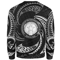 Northern Mariana Islands Polynesian Sweater - White Tribal Wave - Polynesian Pride