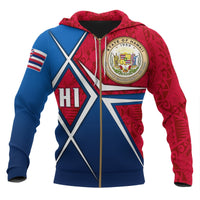 Tonga Zip up Hoodie White Shark Polynesian Tattoo - Polynesian Pride