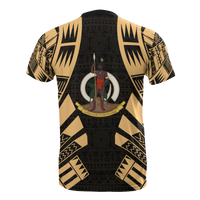 Vanuatu T Shirt Vanuatuan Coat of Arms Polynesian Tattoo Gold Style - Polynesian Pride