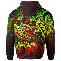 Guam Polynesian Zip up Hoodie Reggae Shark Polynesian Tattoo - Polynesian Pride