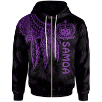 Samoa Zip up Hoodie Polynesian Wings (Purple) Unisex Purple - Polynesian Pride