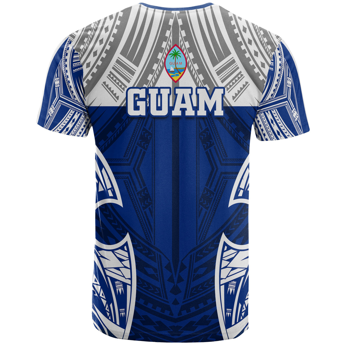 Guam Polynesian T Shirt Pattern With Seal Blue Version - Polynesian Pride