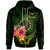 Cook Islands Polynesian Zip Hoodie Floral With Seal Flag Color Unisex Green - Polynesian Pride