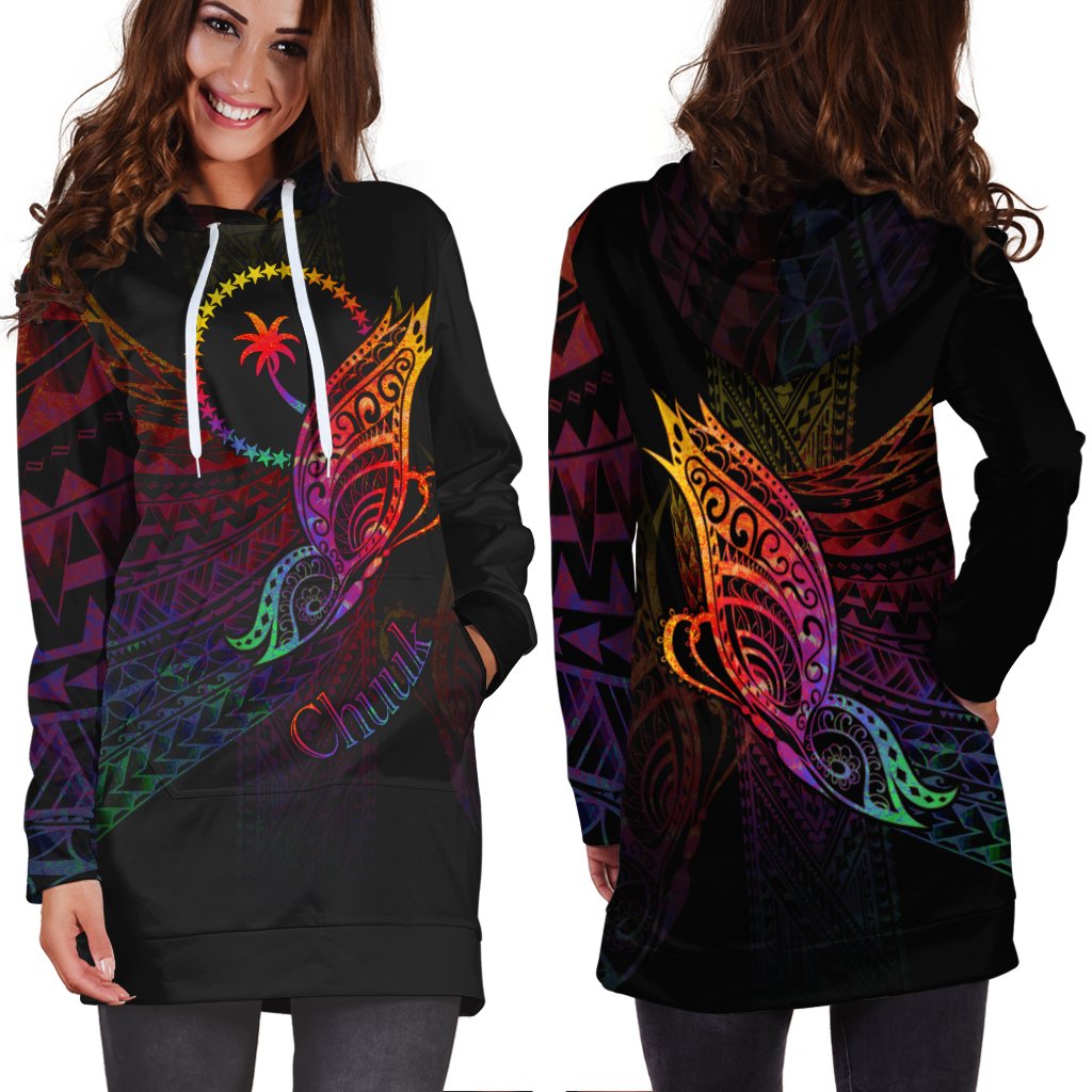 Chuuk State Hoodie Dress - Butterfly Polynesian Style - Polynesian Pride