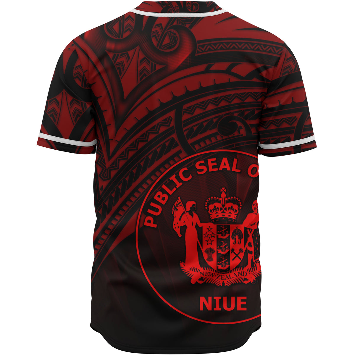 Niue Baseball Shirt - Red Color Cross Style - Polynesian Pride