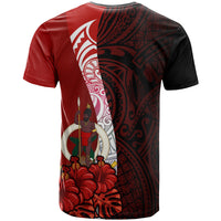 Vanuatu Polynesian T Shirt Coat of Arm With Hibiscus - Polynesian Pride