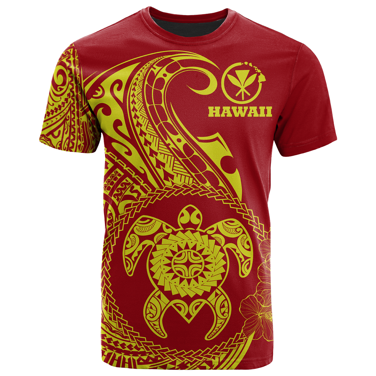 Hawaii Polynesian T Shirt Vintage Polynesian Turtle (Red) Unisex Red - Polynesian Pride